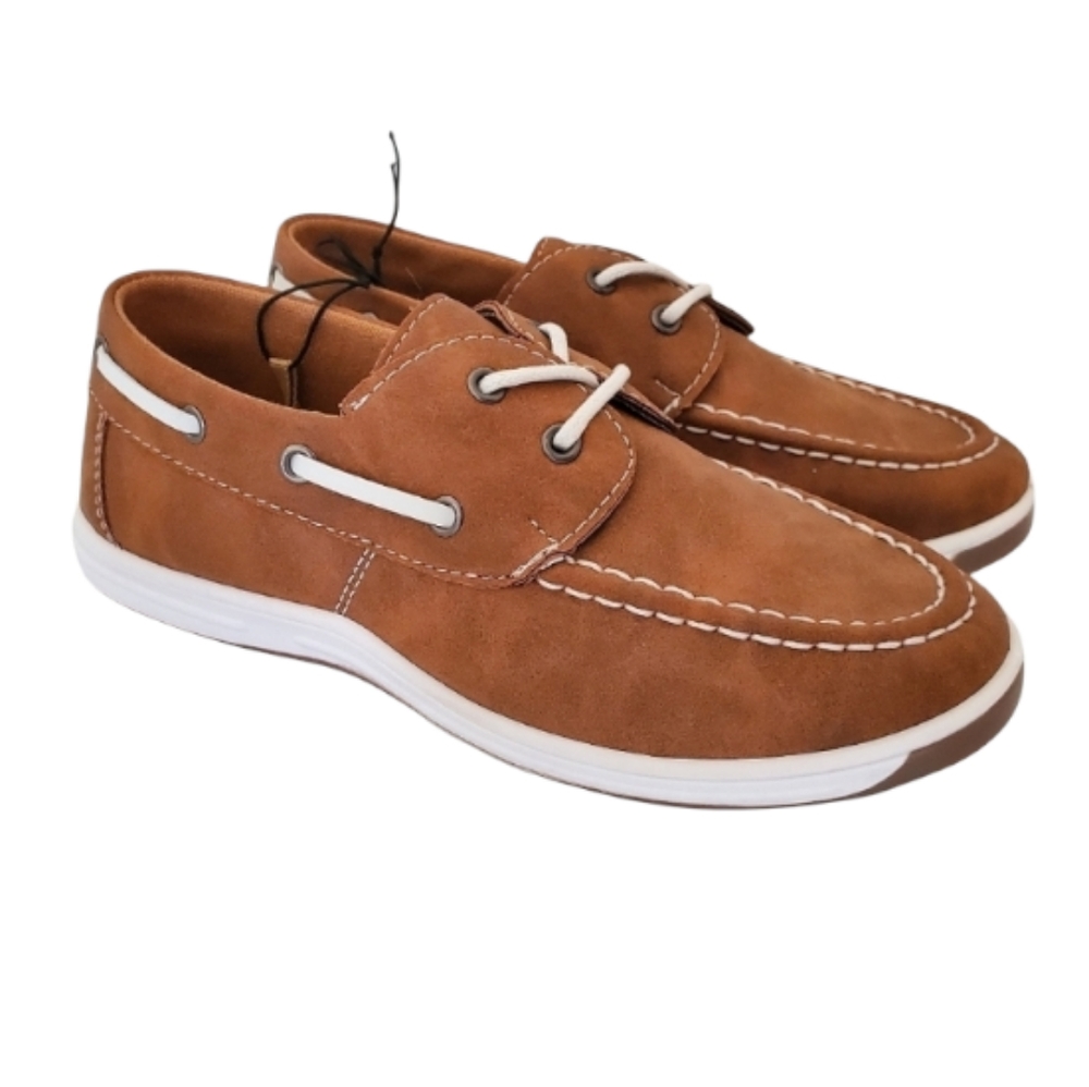 American Exchange Brown Boat Shoes White Accent 3